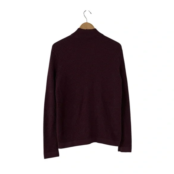 THEORY Udeval Breach Men’s Burgundy Zip Up Half Zip Sweater Pullover Top